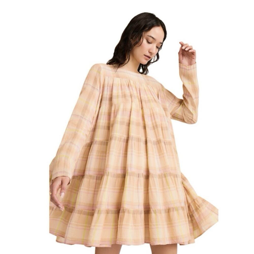 Merlette Women's Soliman Gingham Tiered Mini Dress Size XS